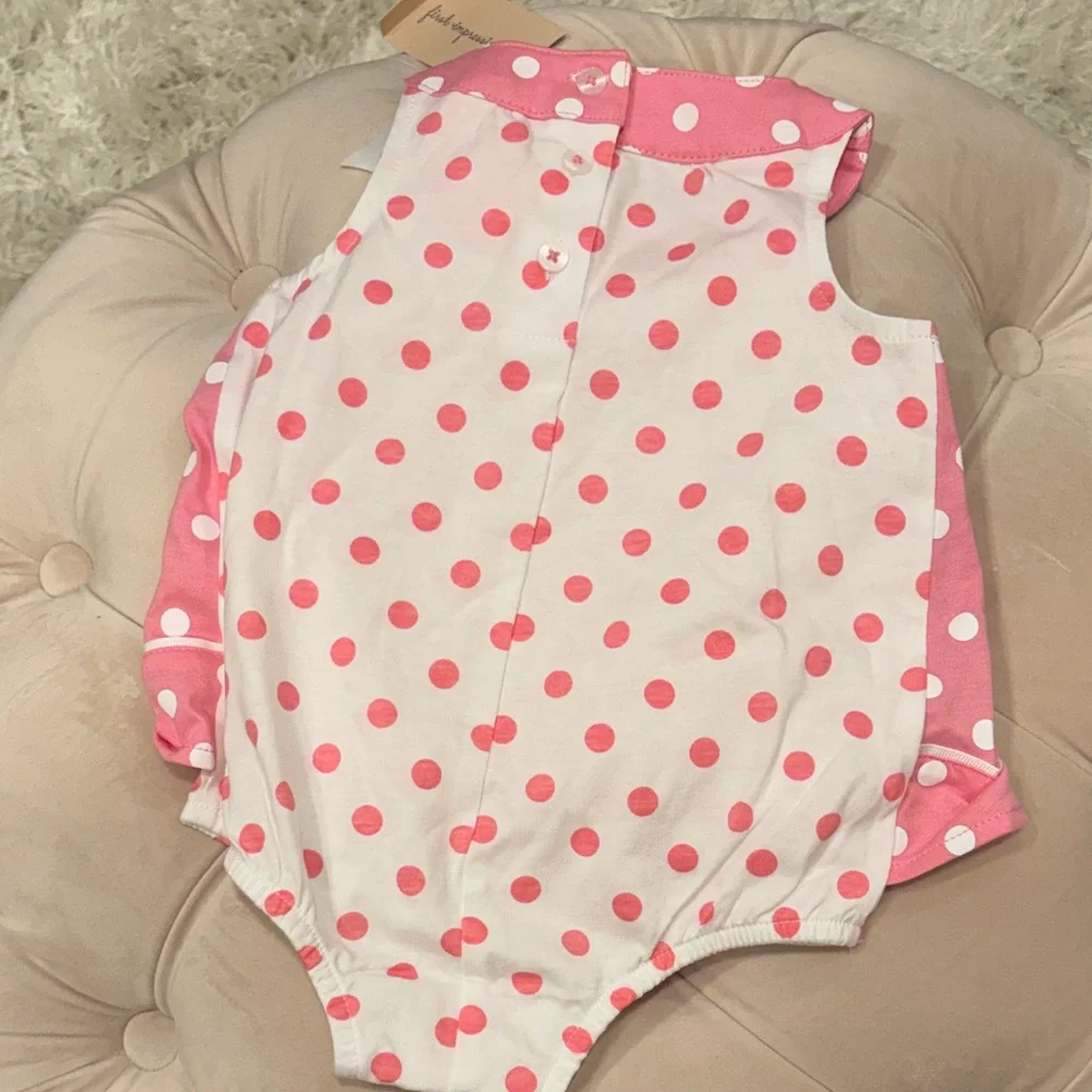 First Impressions Pink and White Polka Dot Diaper Cover Set